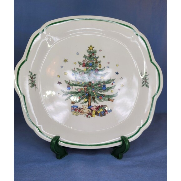 CHRISTMASTIME 10" Square Serving Tray Vintage 1990s NIKKO Japan Christmas Tree - Picture 2 of 8